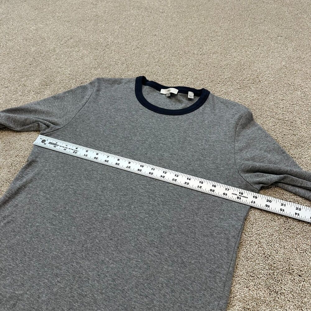 Vince Tipped Heathered Pima Cotton-Blend Long Sleeve T-Shirt Size L - Picture 5 of 5